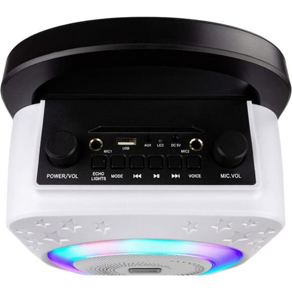 Bluetooth, 10Watt Speaker & Two Microphones, Black 5-Watt Karaoke Machine - Picture 4 of 6